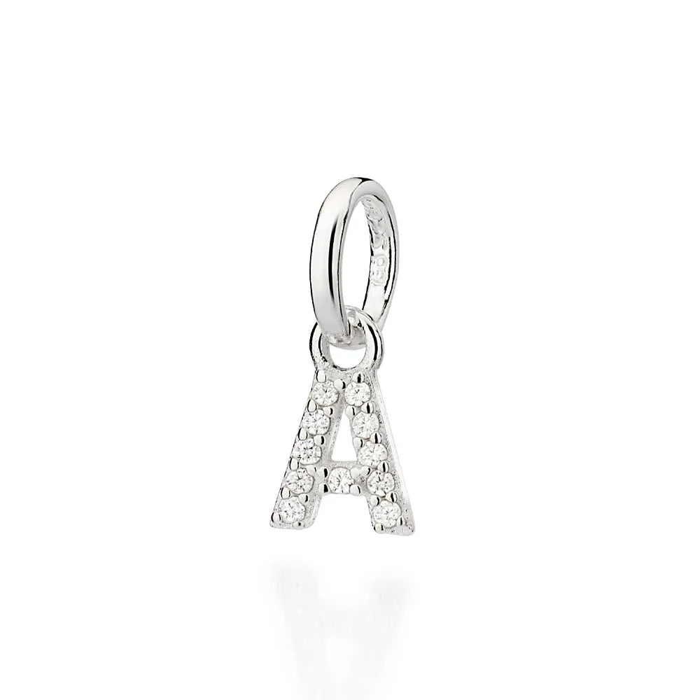 PINGENTE LETRAS DE PRATA 925 COM ZIRCÔNIAS -LETRAS - TAM.ÚNICO