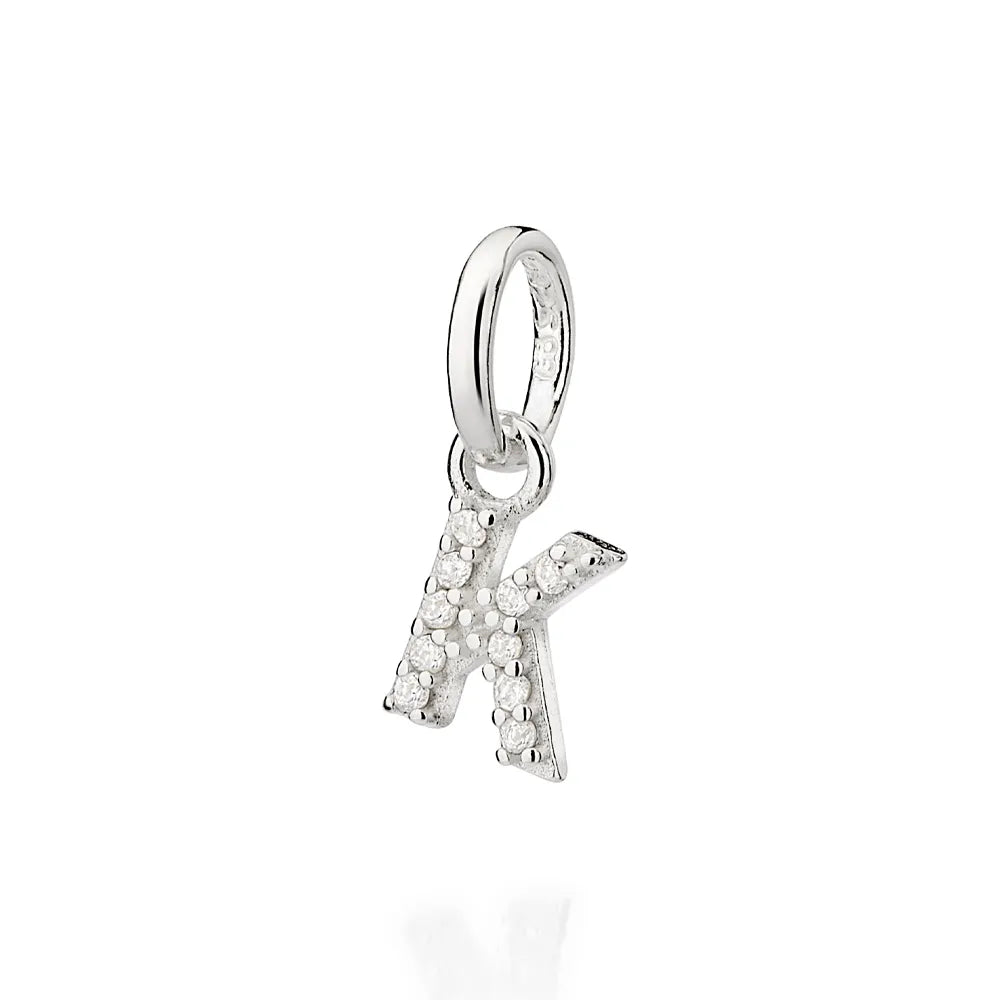 PINGENTE LETRAS DE PRATA 925 COM ZIRCÔNIAS -LETRAS - TAM.ÚNICO