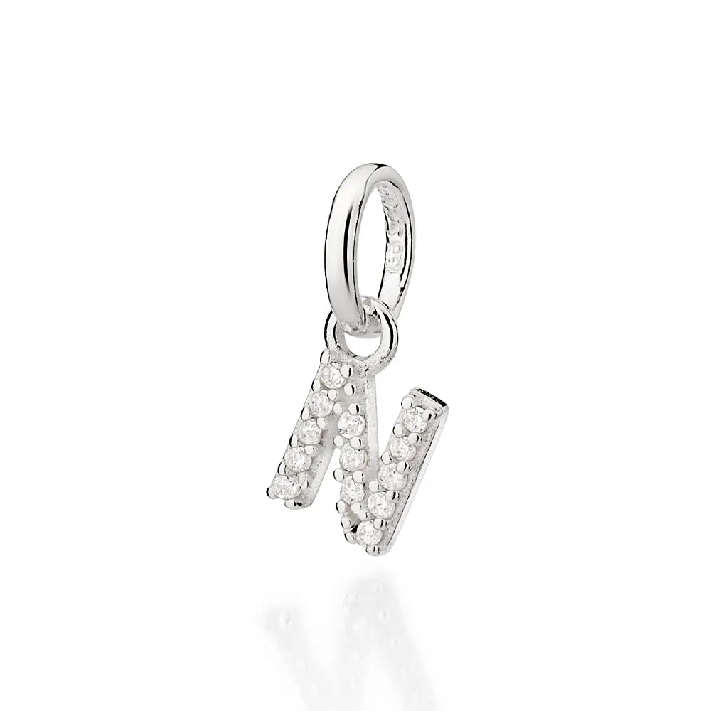 PINGENTE LETRAS DE PRATA 925 COM ZIRCÔNIAS -LETRAS - TAM.ÚNICO