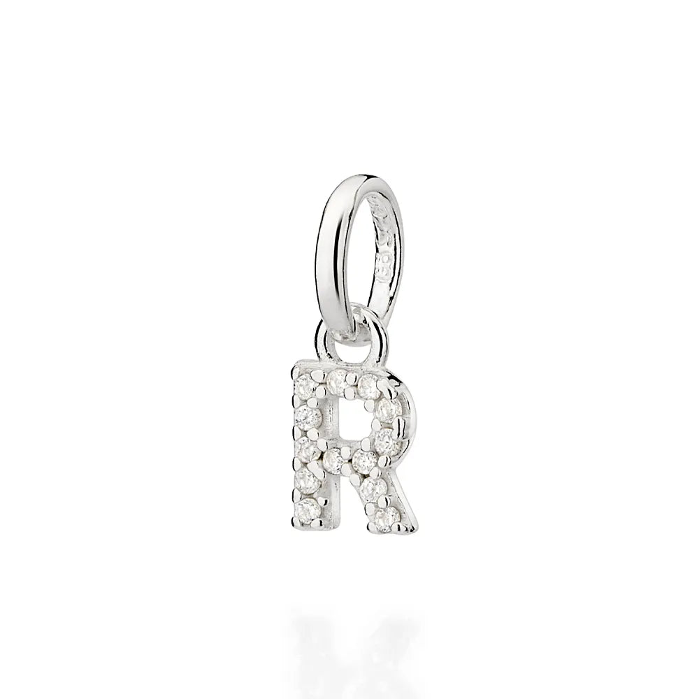 PINGENTE LETRAS DE PRATA 925 COM ZIRCÔNIAS -LETRAS - TAM.ÚNICO