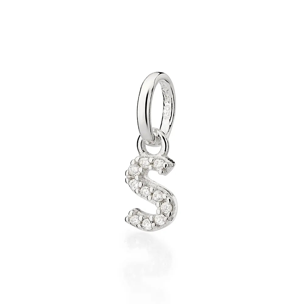 PINGENTE LETRAS DE PRATA 925 COM ZIRCÔNIAS -LETRAS - TAM.ÚNICO