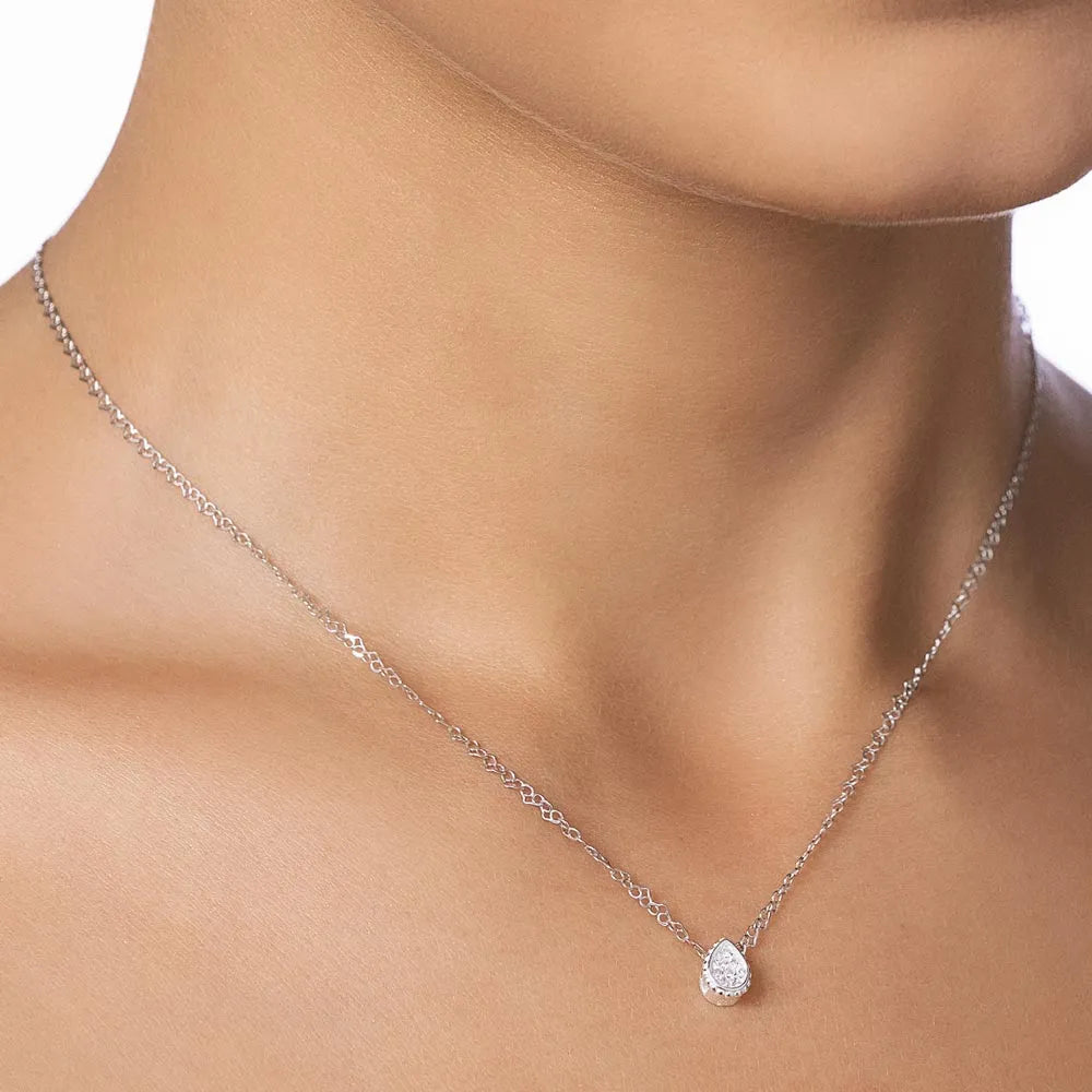 PINGENTE GOTA DE PRATA MACIÇA 925 COM ZIRCÔNIAS - TAM.ÚNICO 8402090006