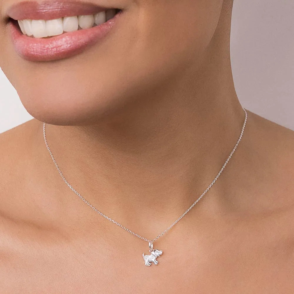 PINGENTE FORMATO CACHORRO DE PRATA 925 COM ZIRCÔNIAS - TAM.ÚNICO 8401150006