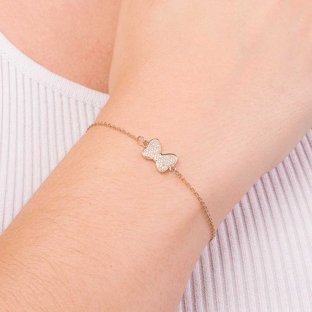PULSEIRA LAÇO DA MINNIE BANHADA A OURO 18K COM ZIRCÔNIAS - TAM.20 5521252006