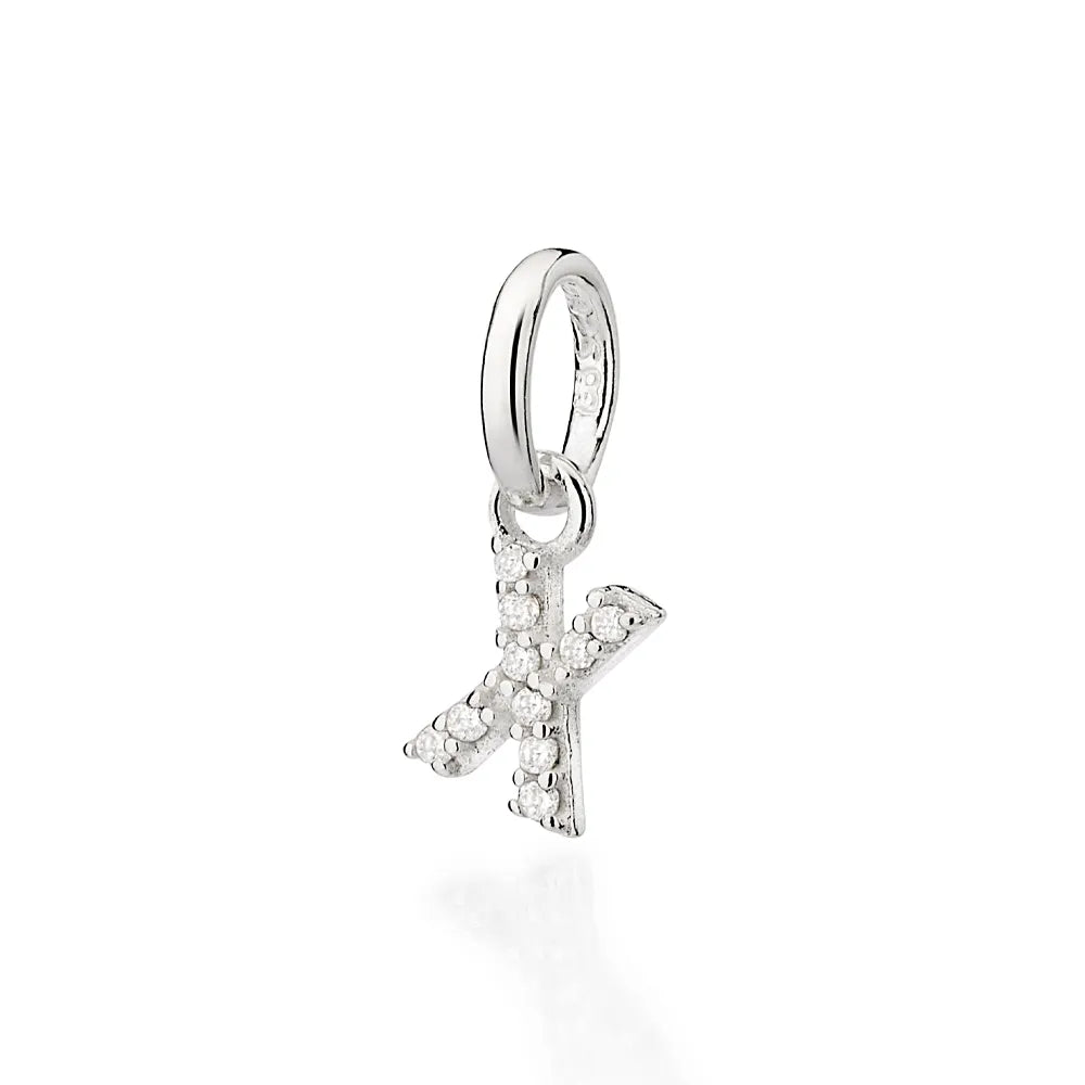 PINGENTE LETRAS DE PRATA 925 COM ZIRCÔNIAS -LETRAS - TAM.ÚNICO