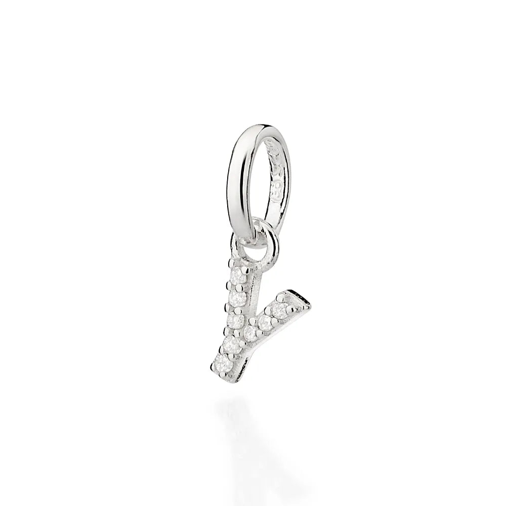 PINGENTE LETRAS DE PRATA 925 COM ZIRCÔNIAS -LETRAS - TAM.ÚNICO