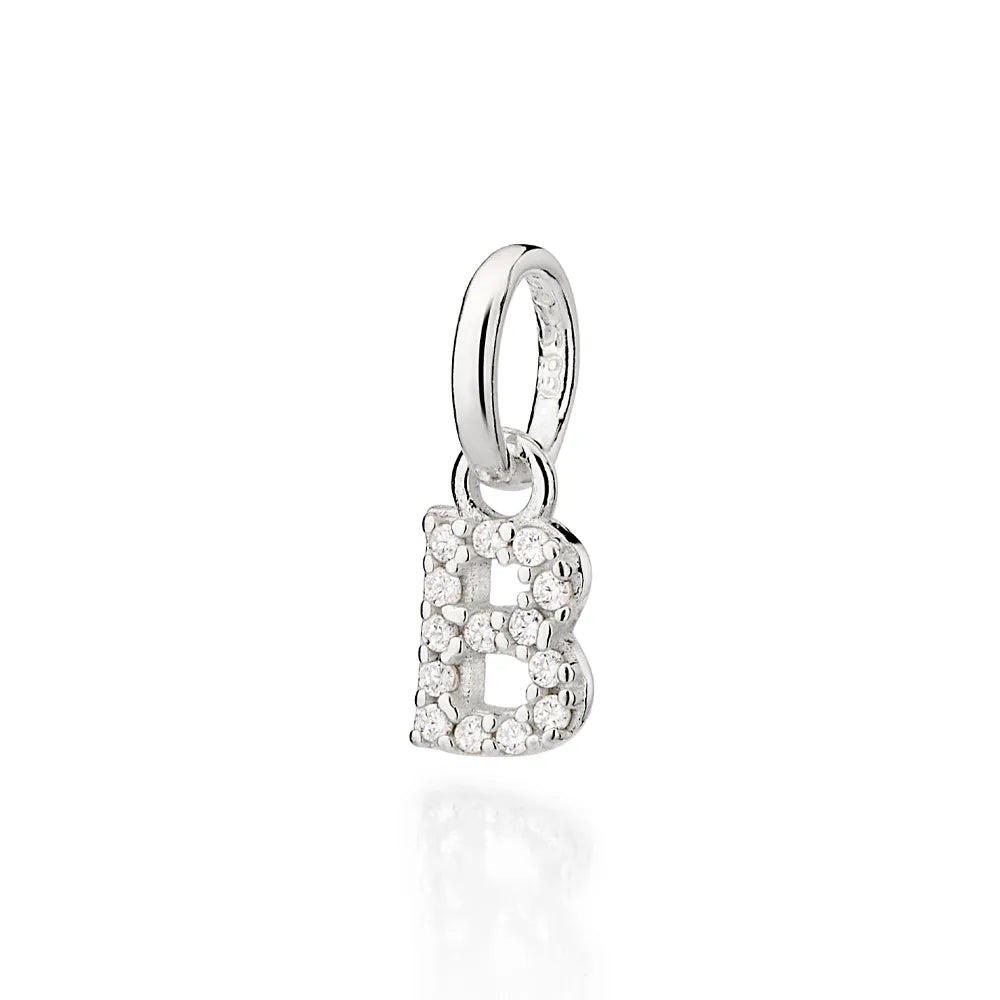 PINGENTE LETRAS DE PRATA 925 COM ZIRCÔNIAS -LETRAS - TAM.ÚNICO
