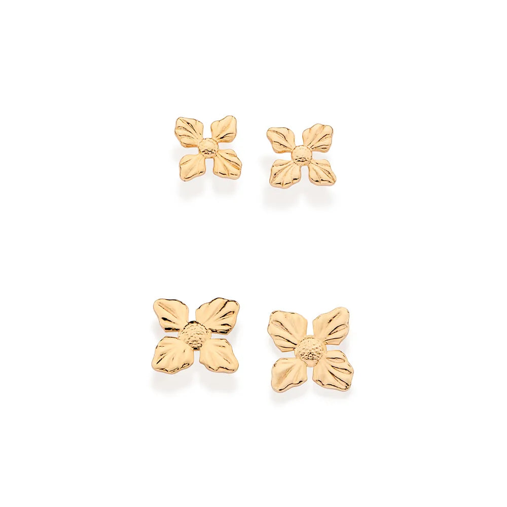KIT BRINCO FLOR BANHADO A OURO 18K - TAM.ÚNICO 5273360000