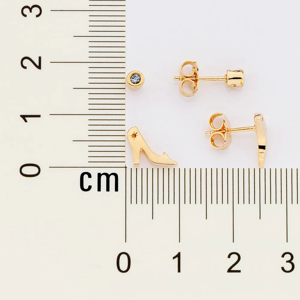 KIT BRINCO SOLITÁRIO E SAPATO CINDERELA BANHADO A OURO 18K COM ZIRCÔNIAS - TAM.ÚNICO 5272970003