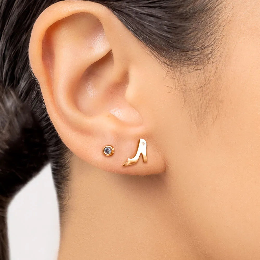 KIT BRINCO SOLITÁRIO E SAPATO CINDERELA BANHADO A OURO 18K COM ZIRCÔNIAS - TAM.ÚNICO 5272970003