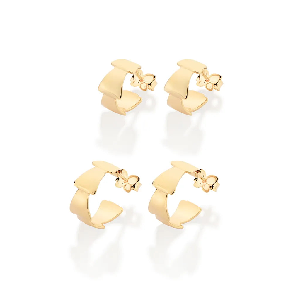 KIT BRINCO MEIA ARGOLA BANHADO A OURO 18K - TAM.ÚNICO 5273910000