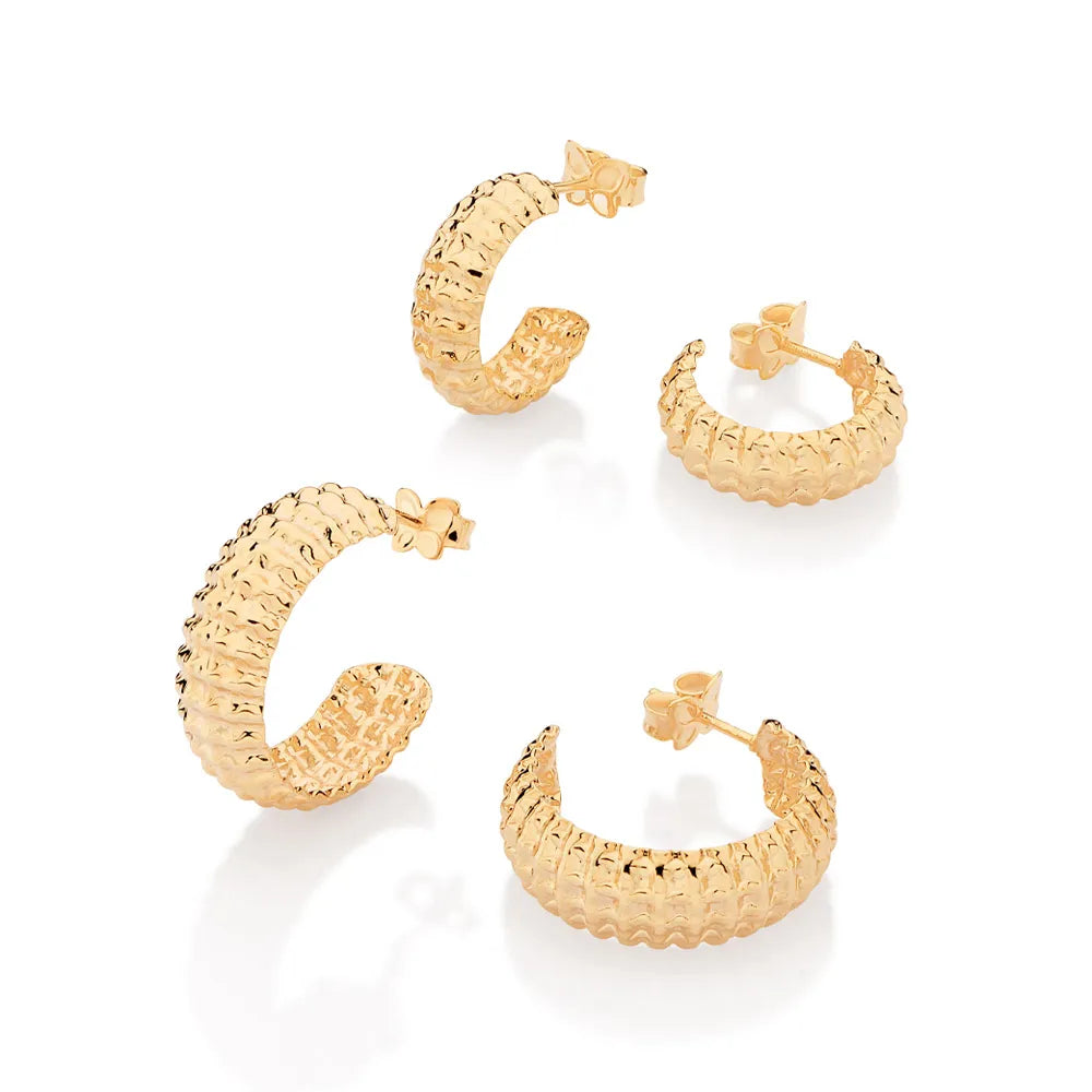 KIT BRINCO MEIA ARGOLA TEXTURIZADO BANHADO A OURO 18K - TAM.ÚNICO 5274100000