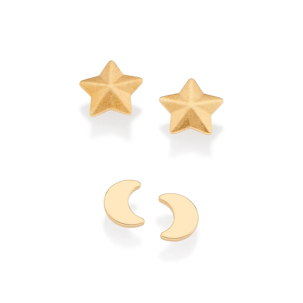 KIT BRINCO LUA E ESTRELA BANHADO A OURO 18K - TAM.ÚNICO 5274510000
