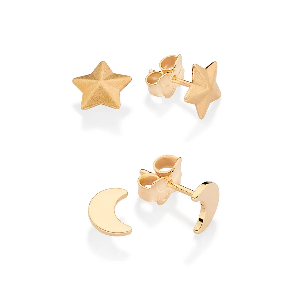 KIT BRINCO LUA E ESTRELA BANHADO A OURO 18K - TAM.ÚNICO 5274510000