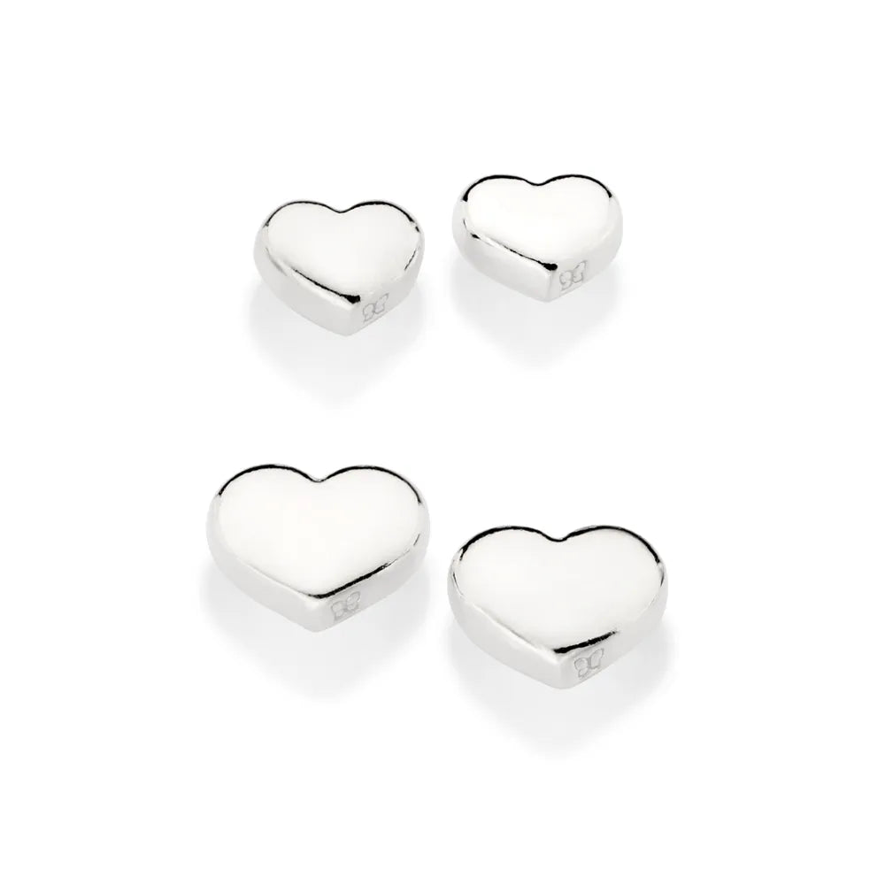 KIT BRINCOS COM CORAÇÕES LISOS DE PRATA MACIÇA 925 - TAM.ÚNICO 8202250000