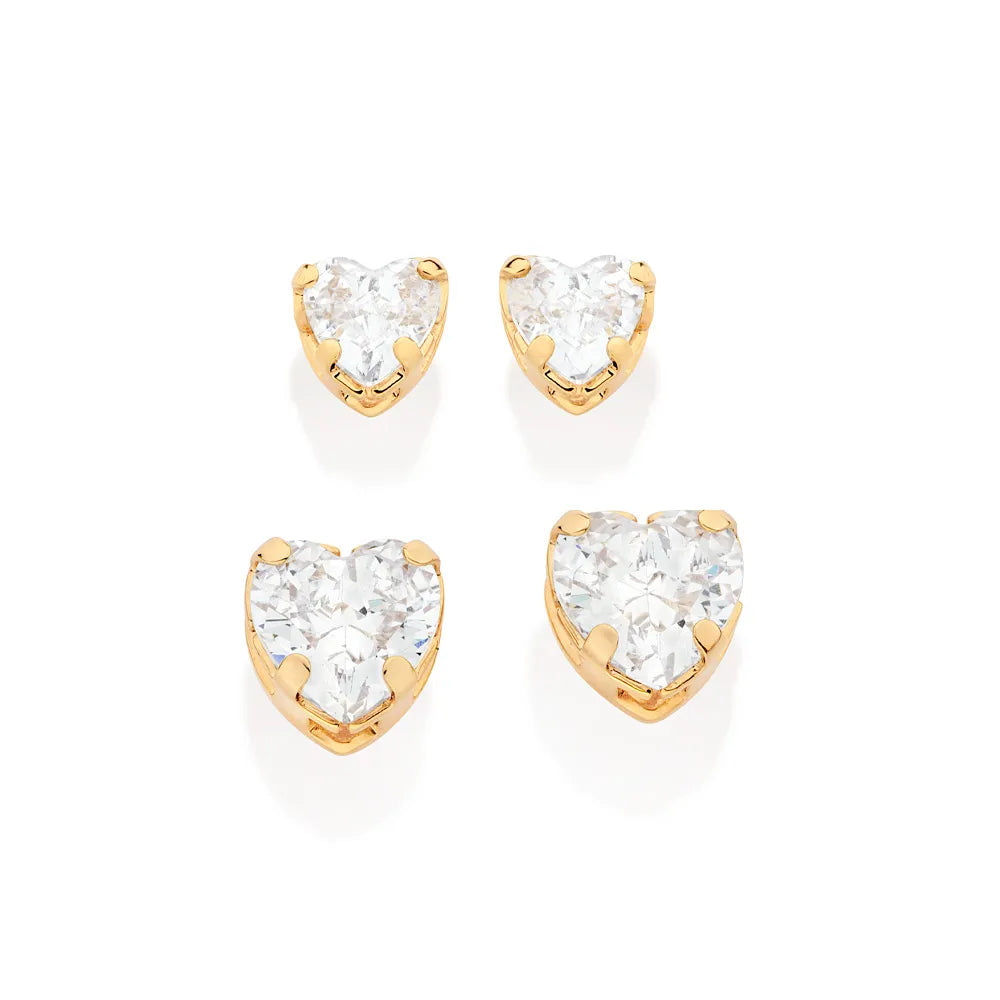 KIT BRINCO CORAÇÃO BANHADO A OURO 18K COM ZIRCÔNIAS - TAM.ÚNICO 5272660006