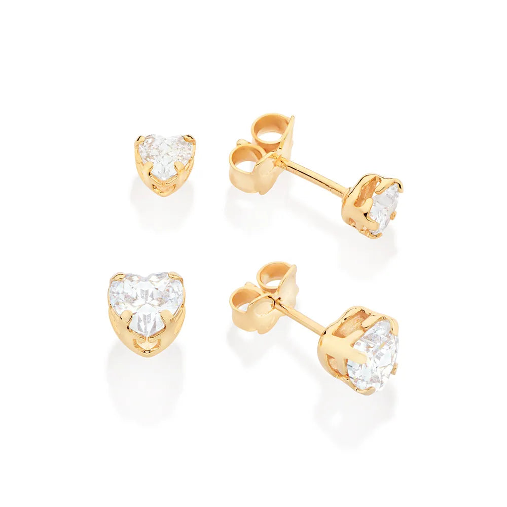 KIT BRINCO CORAÇÃO BANHADO A OURO 18K COM ZIRCÔNIAS - TAM.ÚNICO 5272660006