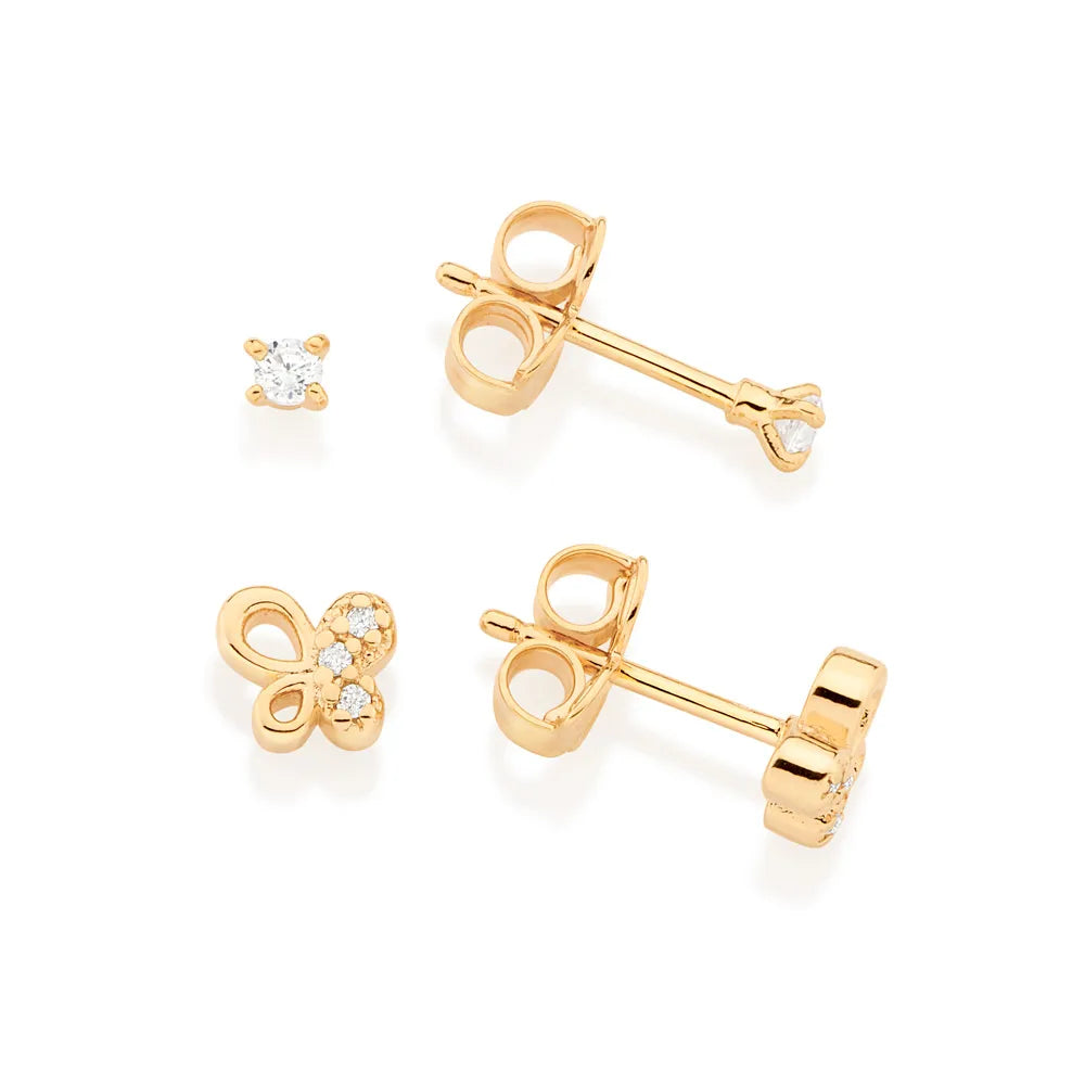 KIT BRINCO BORBOLETA BANHADO A OURO 18K COM ZIRCÔNIAS - TAM.ÚNICO 5270560006