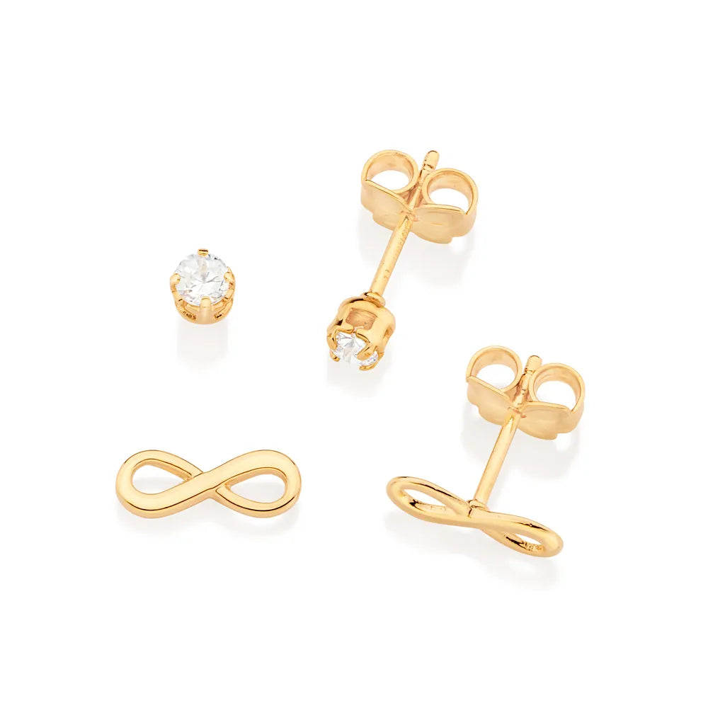 KIT BRINCO INFINITO E PONTO DE LUZ BANHADO A OURO 18K COM ZIRCÔNIAS - TAM.ÚNICO 5271380006