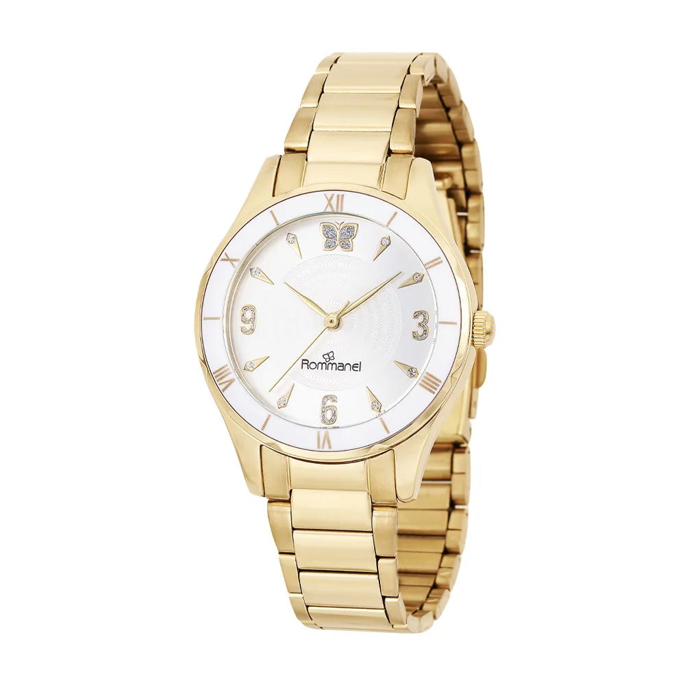 RELÓGIO ANALÓGICO SOCIAL DOURADO COM BRANCO - TAM.ÚNICO 6500220000