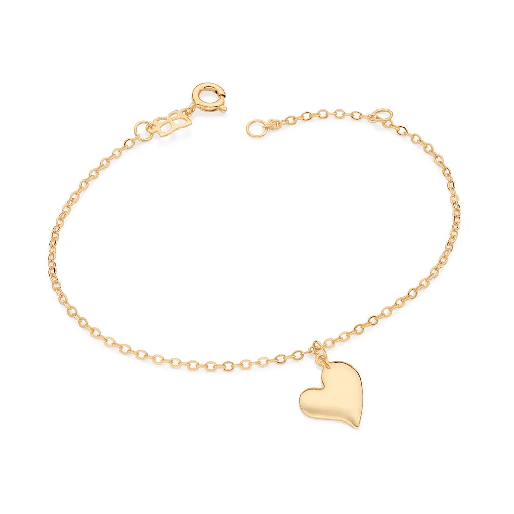 PULSEIRA COM PINGENTE DE CORAÇÃO BANHADA A OURO 18K - TAM.19 5521811900