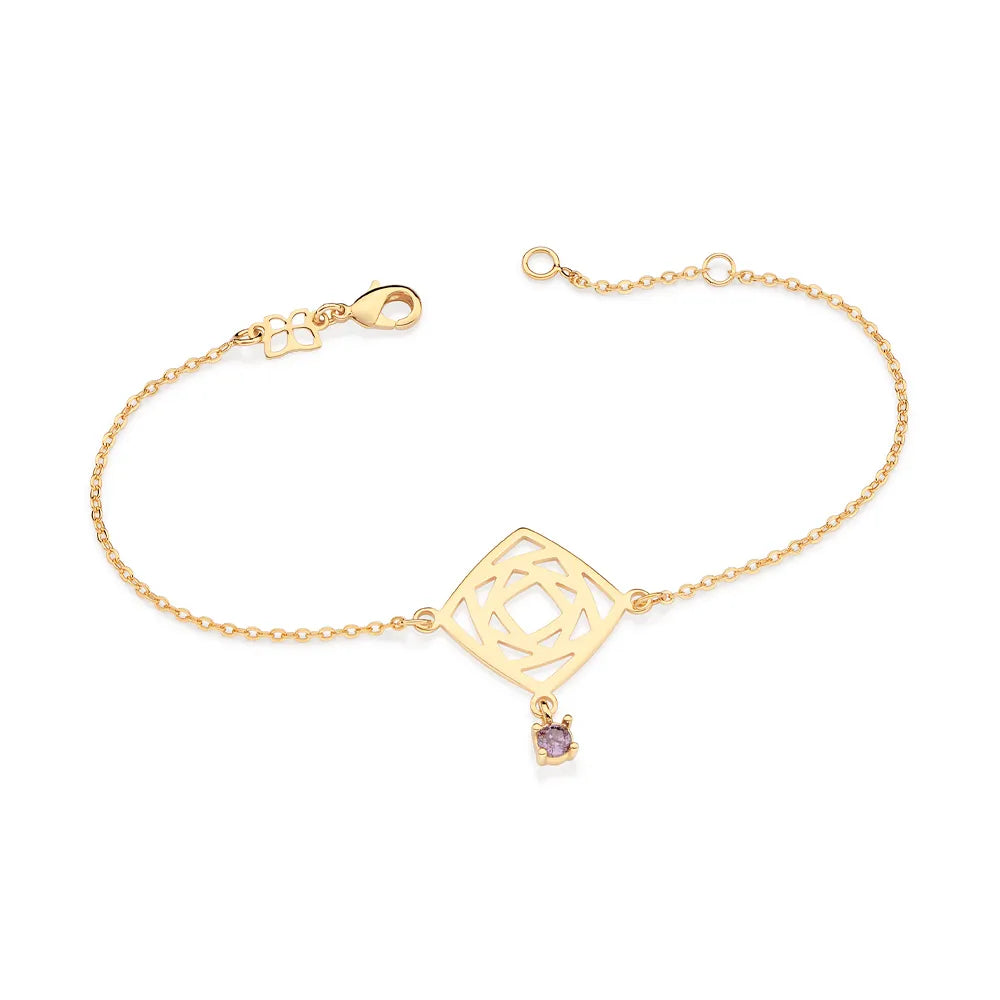 PULSEIRA REINO MÁGICO DE ROSAS BANHADA A OURO COM ZIRCÔNIA - TAM.20 5521372024