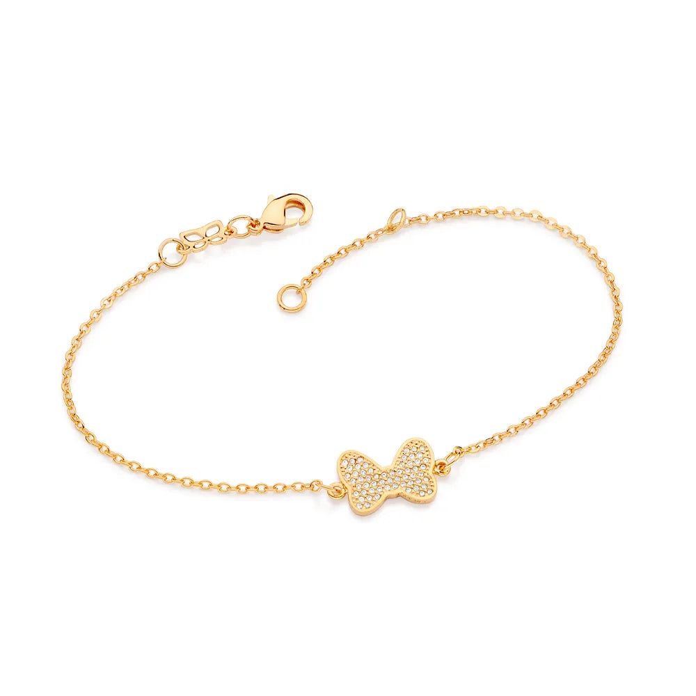 PULSEIRA LAÇO DA MINNIE BANHADA A OURO 18K COM ZIRCÔNIAS - TAM.20 5521252006