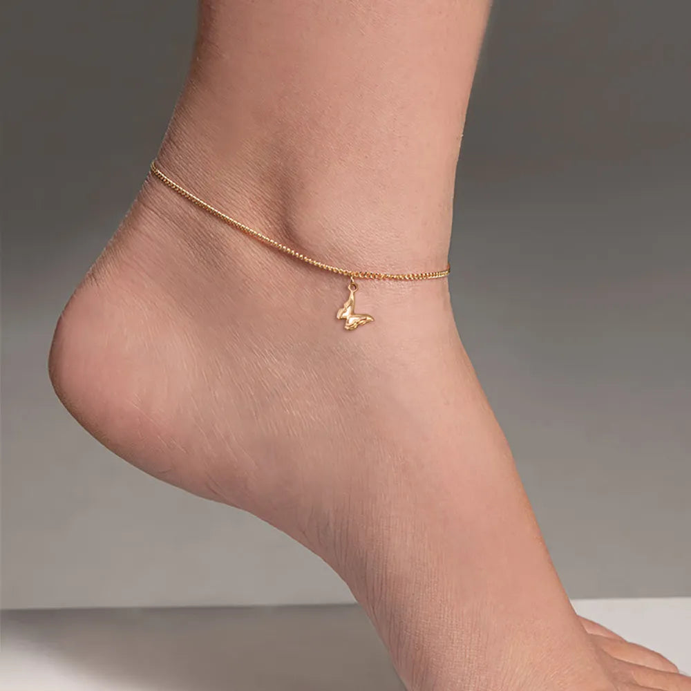 TORNOZELEIRA COM BORBOLETA BANHADA A OURO 18K - TAM.25 5521042500