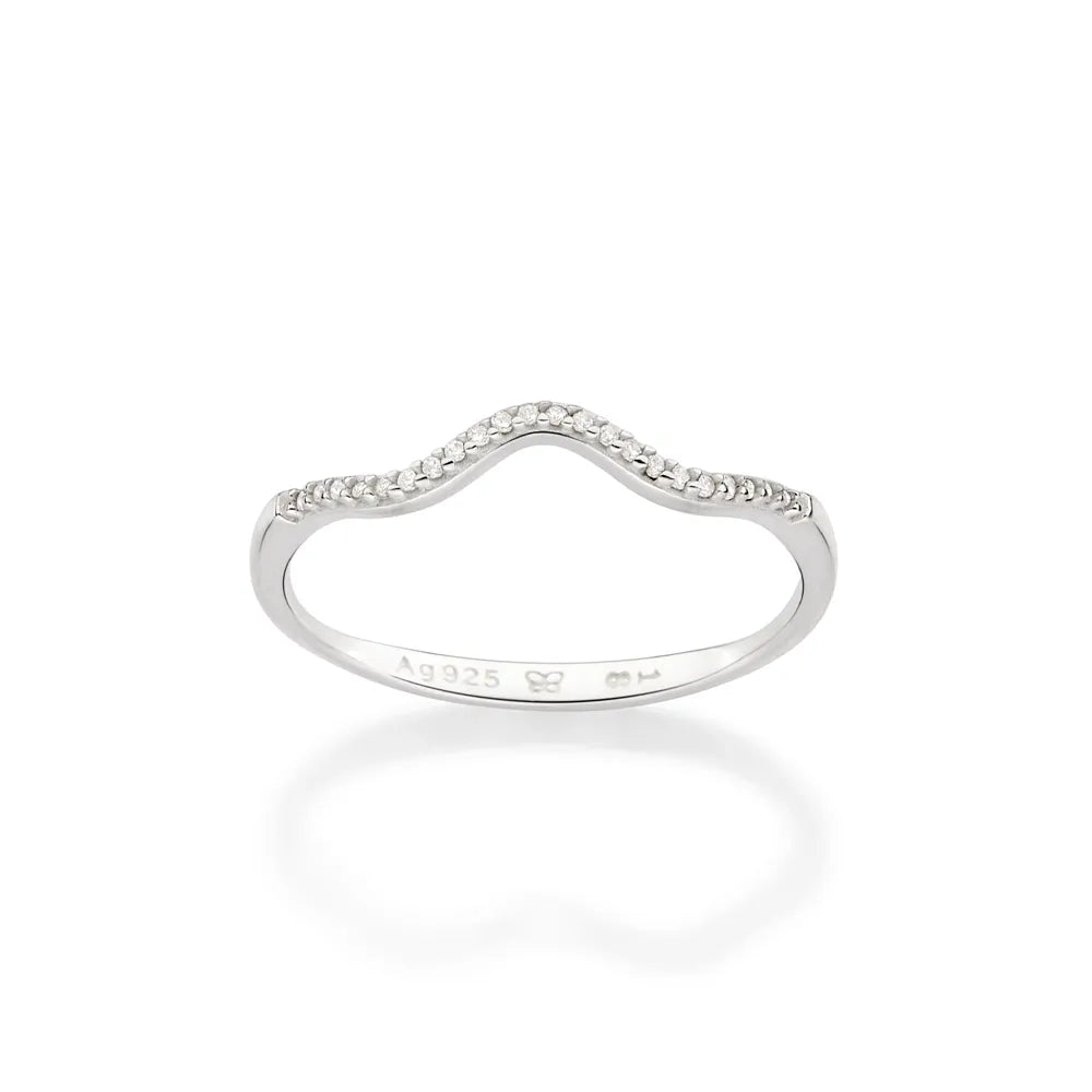 ANEL SKINNY ONDULADO DE PRATA 925 COM ZIRCÔNIAS 8103091206