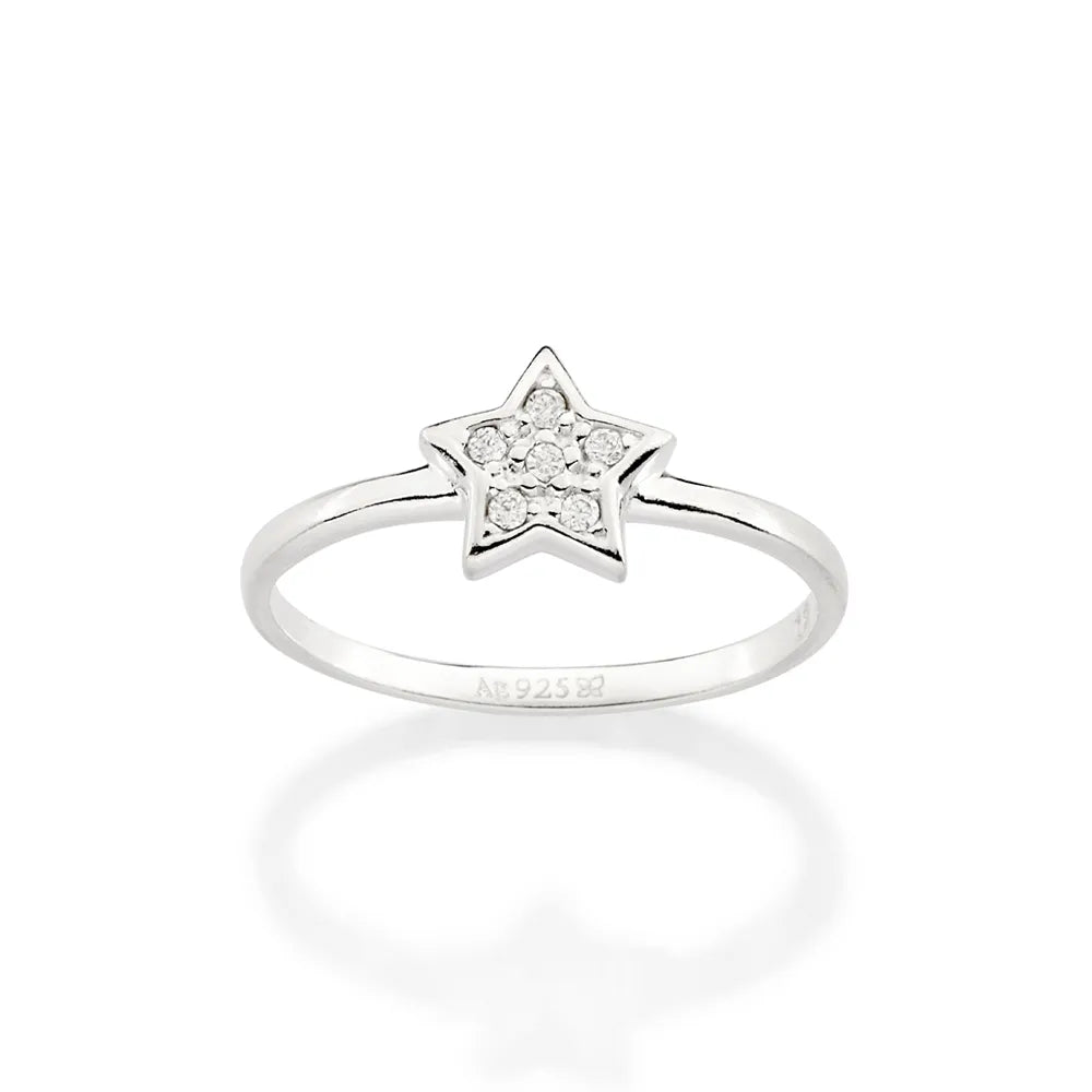 ANEL SKINNY ESTRELA DE PRATA 925 COM ZIRCÔNIAS 8103081406