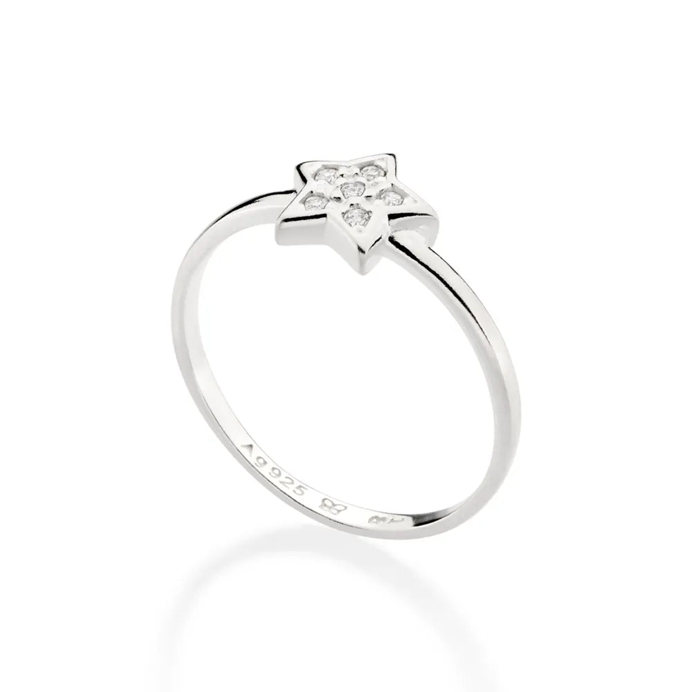 ANEL SKINNY ESTRELA DE PRATA 925 COM ZIRCÔNIAS 8103081406