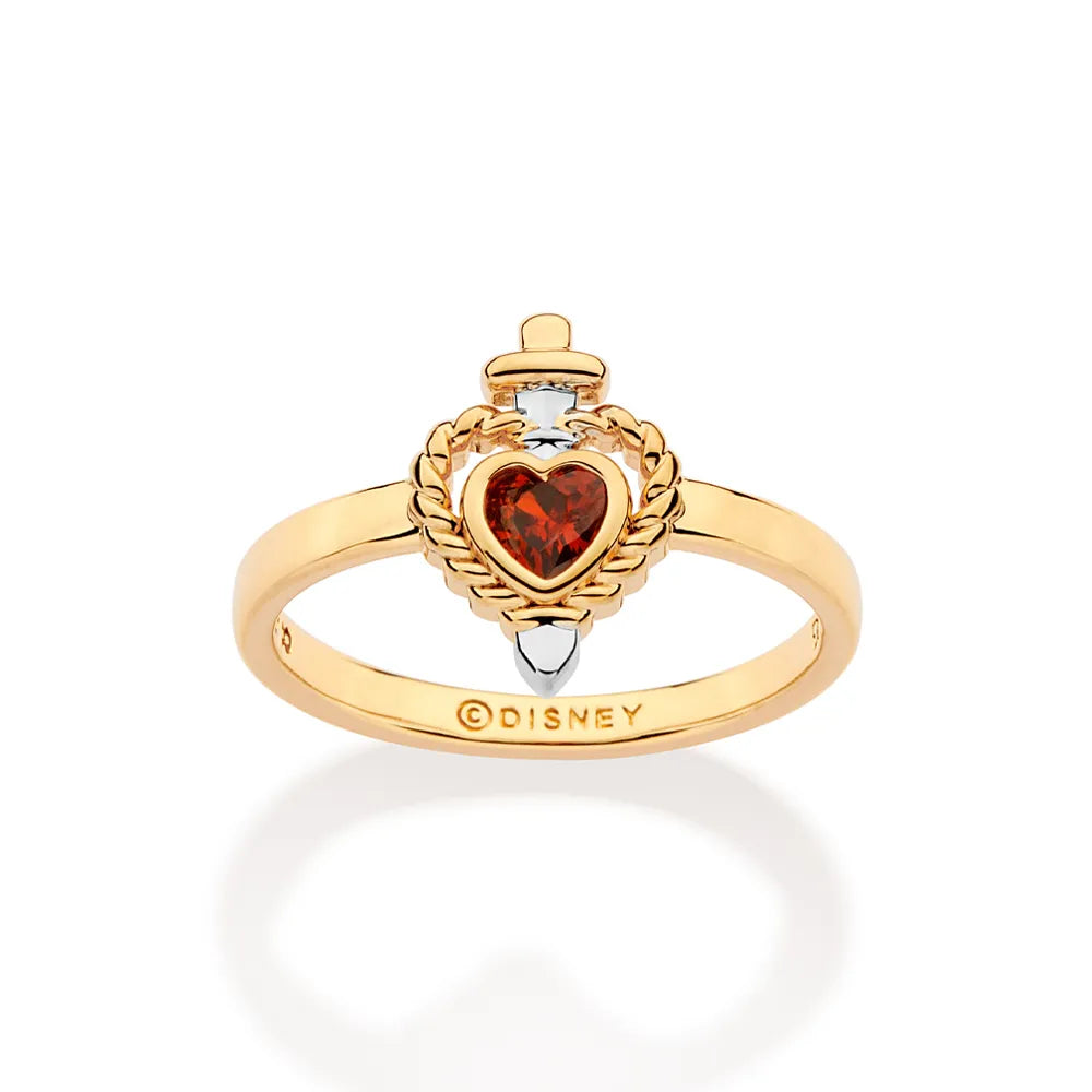 ANEL SKINNY ADAGA E CORAÇÃO BANHADO A OURO 18K COM ZIRCÔNIA E APLICAÇÃO DE RHODIUM 5135711233