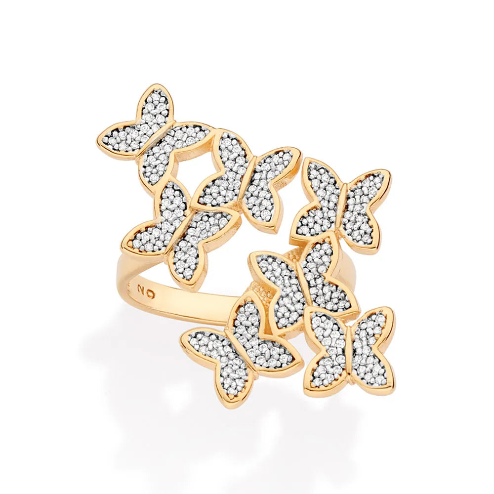 MAXI ANEL PANAPANÁ BANHADO A OURO 18K COM ZIRCÔNIAS COM APLICAÇÃO DE RHODIUM 5135641406