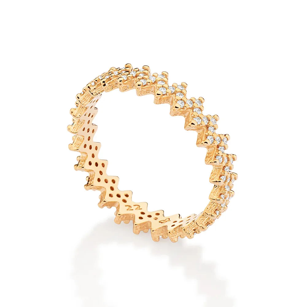ANEL ZIG ZAG BANHADO A OURO 18K COM ZIRCÔNIAS 5135631406