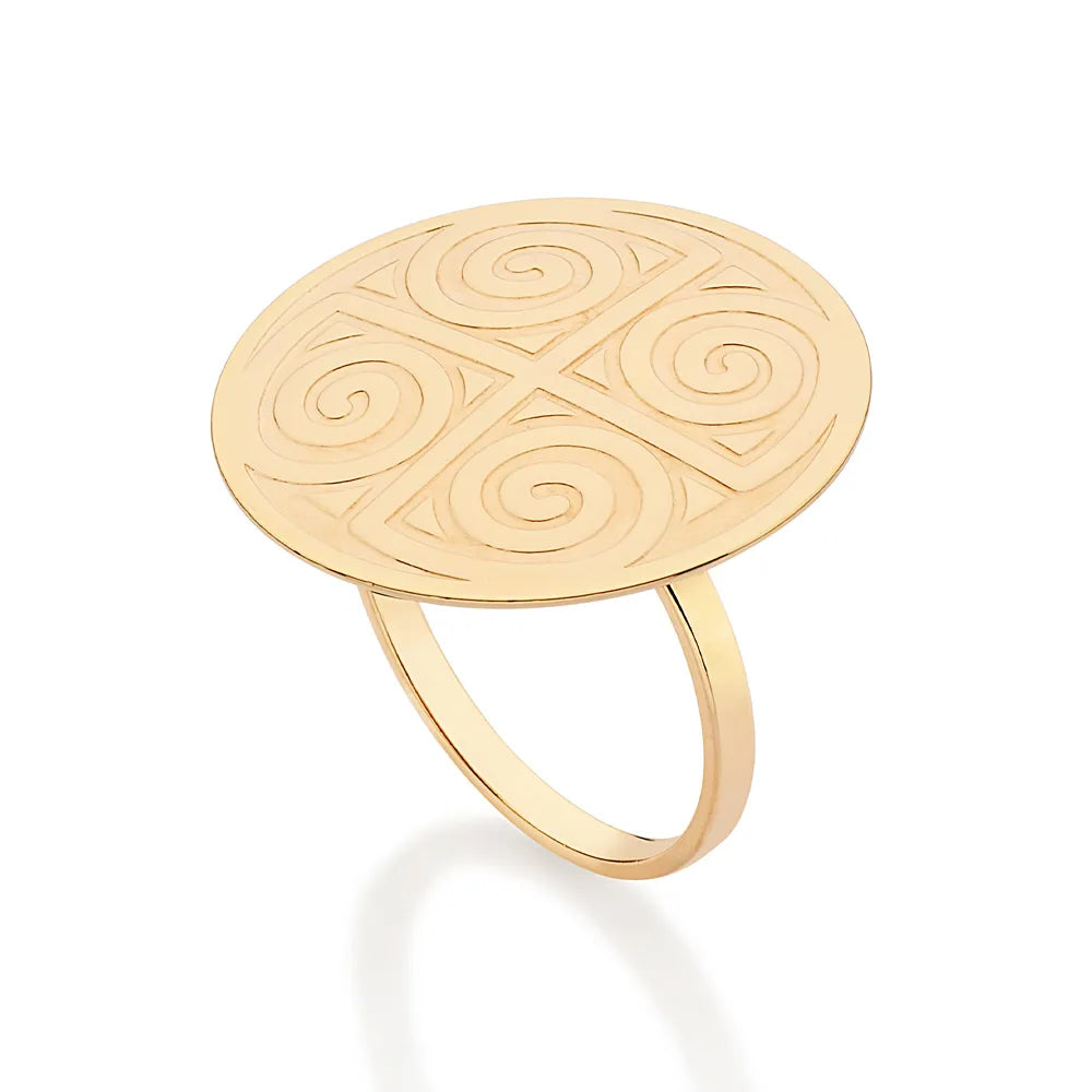 MAXI ANEL REDONDO ESTILIZADO BANHADO A OURO 18K 5135581400