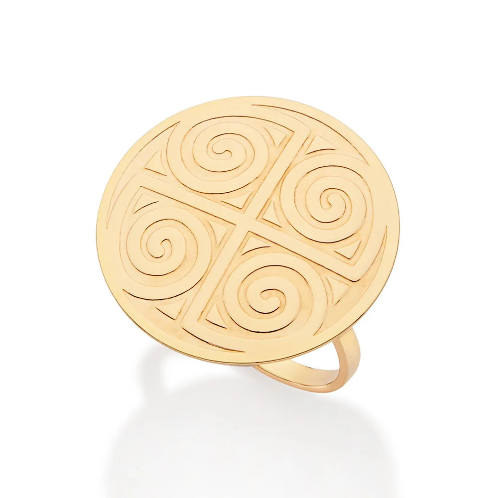 MAXI ANEL REDONDO ESTILIZADO BANHADO A OURO 18K 5135581400