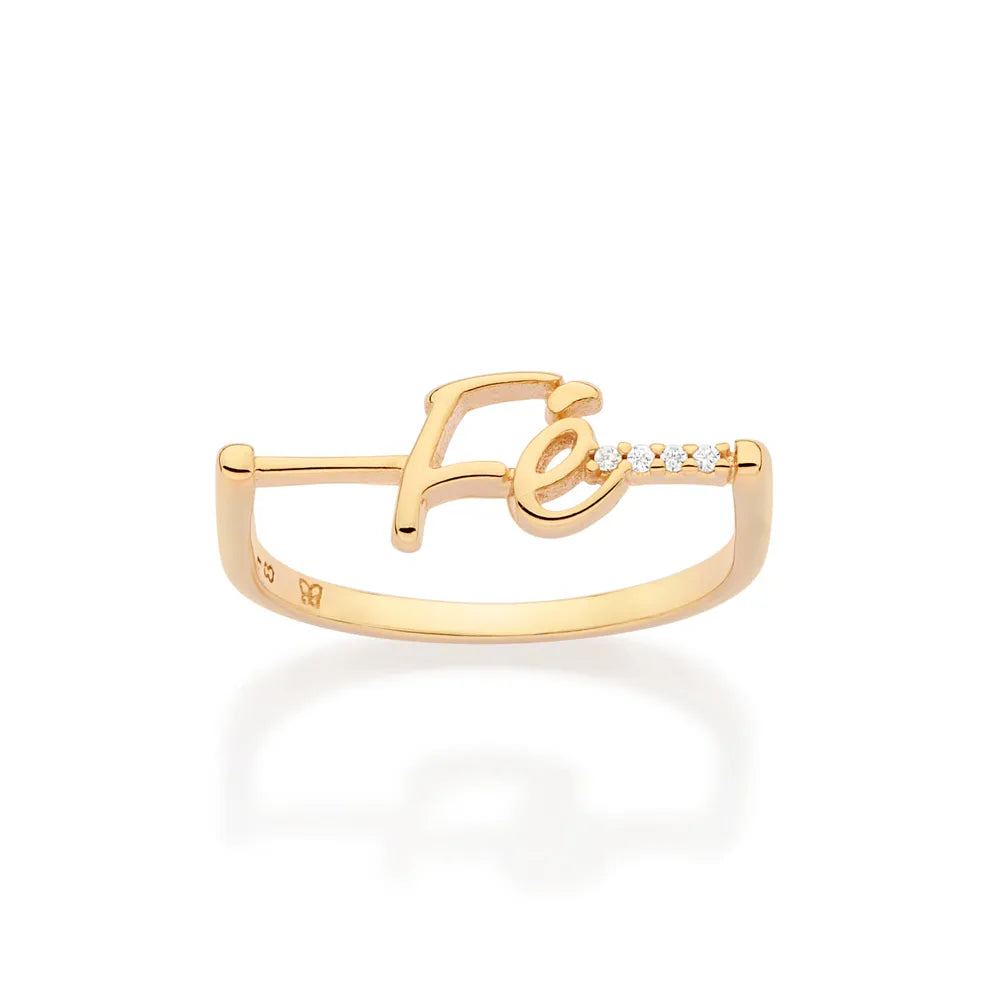 ANEL SKINNY FÉ BANHADO A OURO 18K COM ZIRCÔNIAS 5135571206