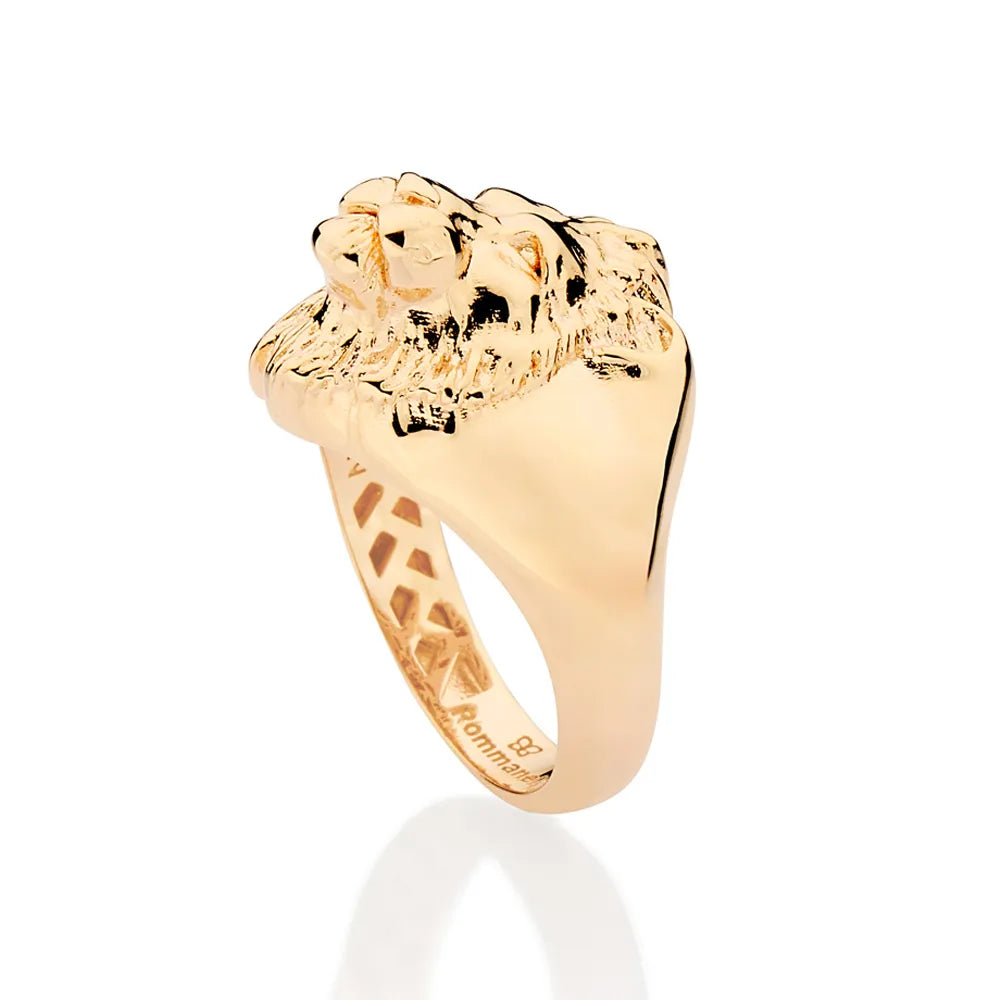 ANEL SINETE MUFASA 3D BANHADO A OURO 18K 5135561400