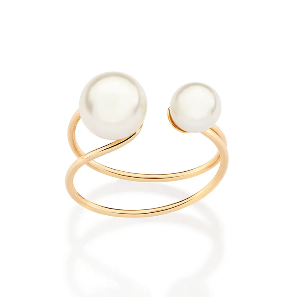 ANEL ARO DUPLO AJUSTÁVEL BANHADO A OURO 18K COM PÉROLAS SINTÉTICAS 5135441426