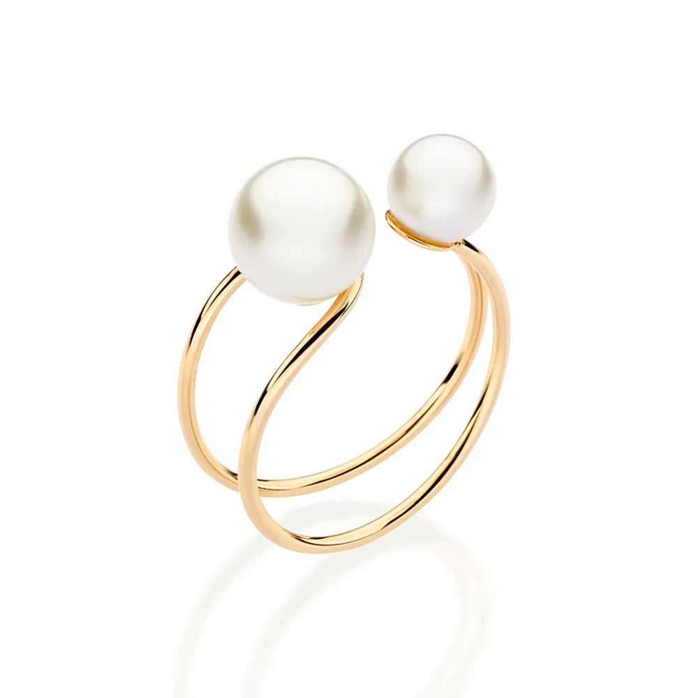 ANEL ARO DUPLO AJUSTÁVEL BANHADO A OURO 18K COM PÉROLAS SINTÉTICAS 5135441426