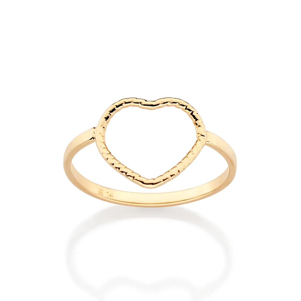 ANEL SKINNY CORAÇÃO VAZADO BANHADO A OURO 18K 5135451200