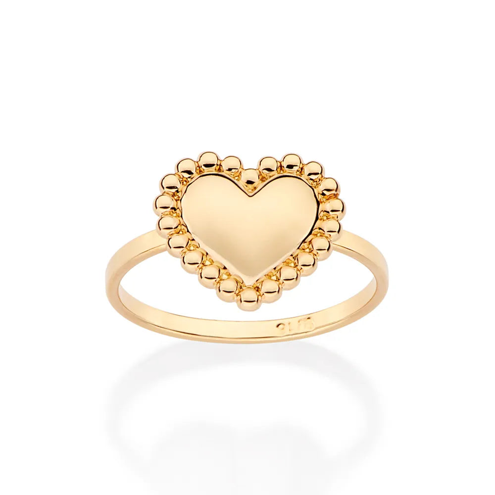 ANEL SKINNY CORAÇÃO COM ESFERAS BANHADO A OURO 18K 5135431200