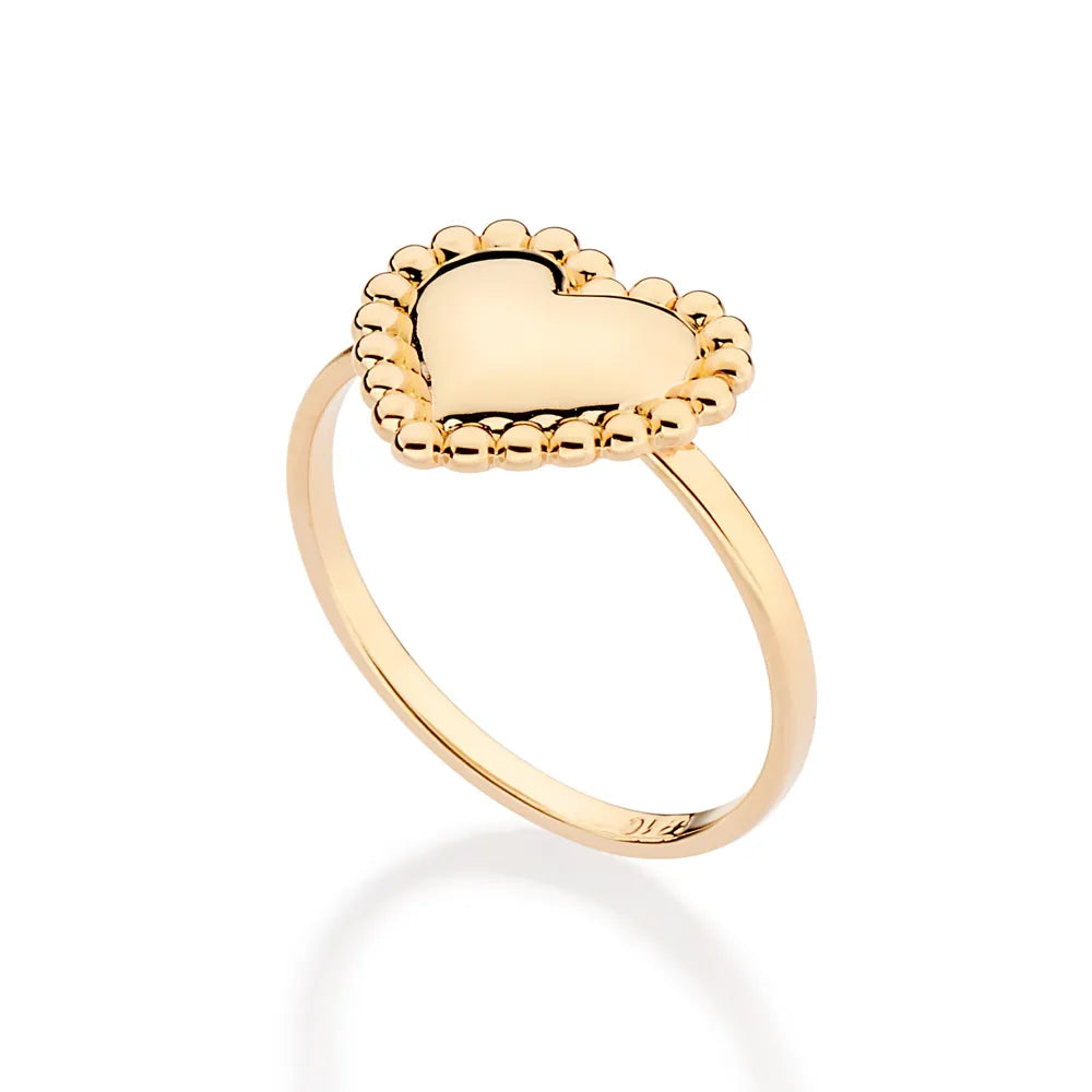 ANEL SKINNY CORAÇÃO COM ESFERAS BANHADO A OURO 18K 5135431200