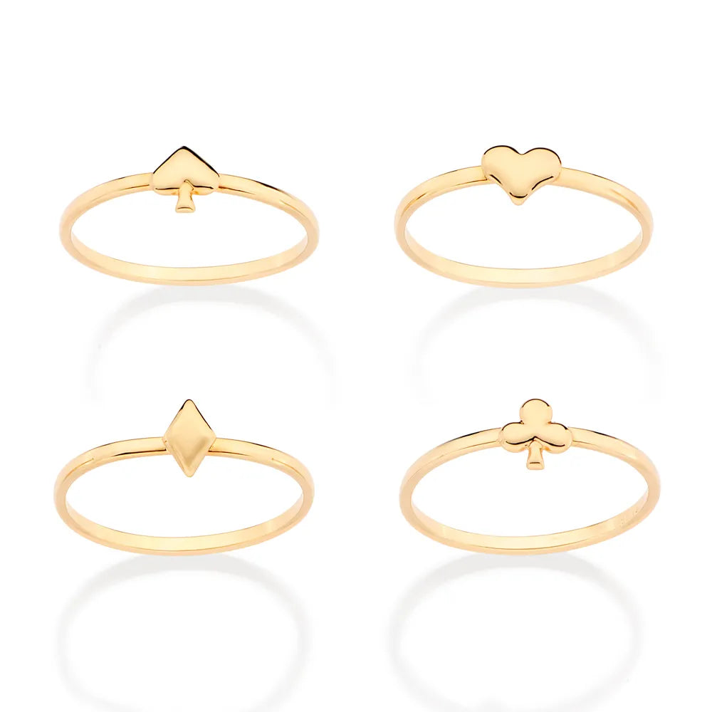KIT ANEIS SKINNY NAIPES DE BARALHO BANHADO A OURO 18K 5135411400