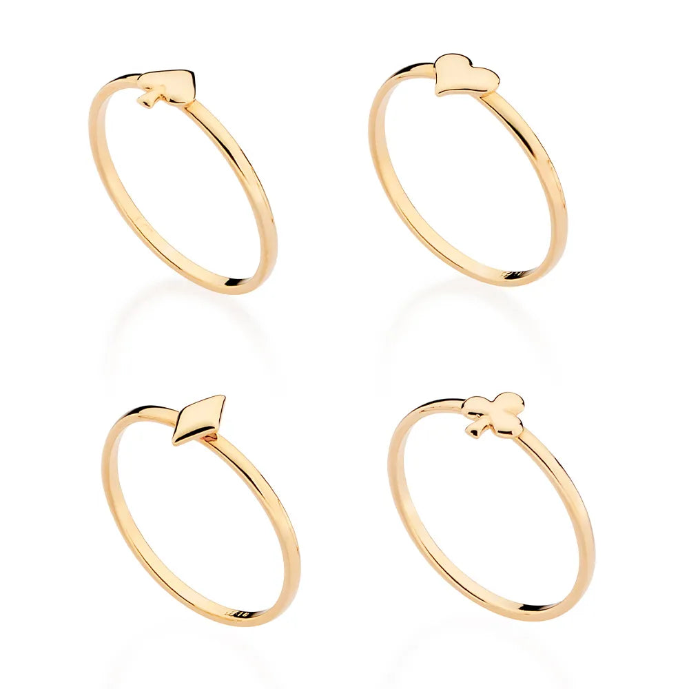 KIT ANEIS SKINNY NAIPES DE BARALHO BANHADO A OURO 18K 5135411400