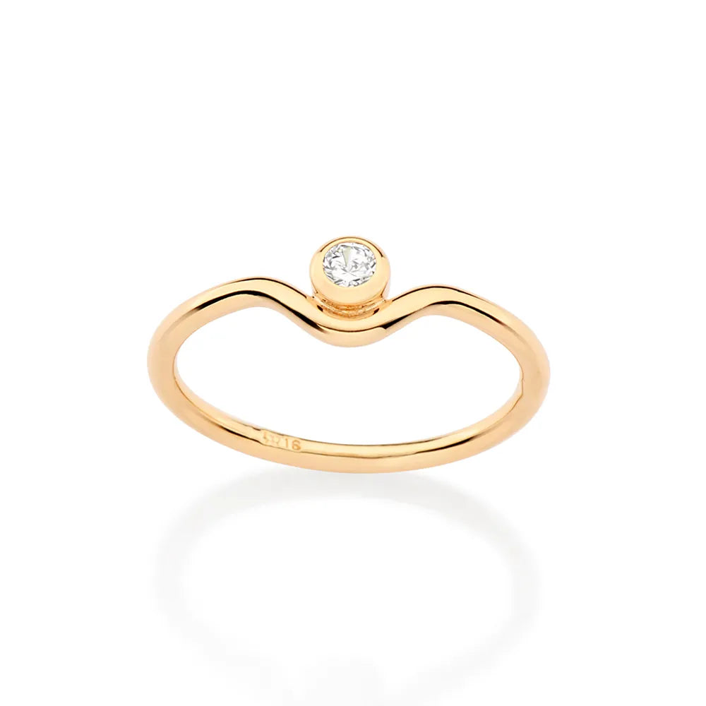 ANEL SOLITÁRIO BANHADO A OURO 18K COM ZIRCÔNIA 5135381206