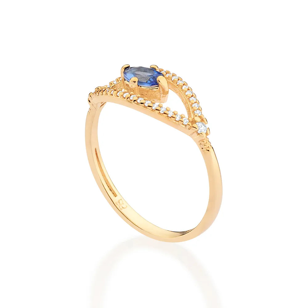ANEL SKINNY OLHO GREGO BANHADO A OURO 18K COM ZIRCÔNIAS 5135051407