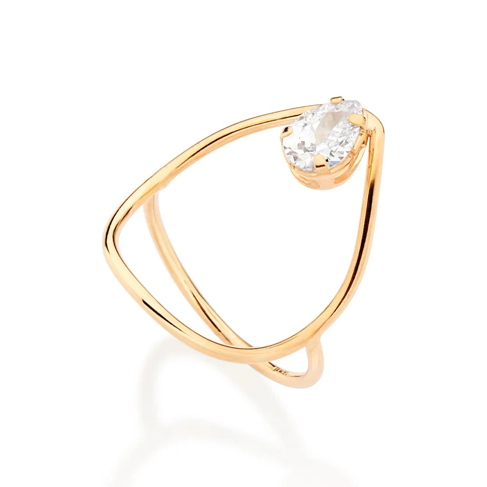ANEL SKINNY GOTA BANHADO A OURO 18K COM ZIRCÔNIA 5135081406