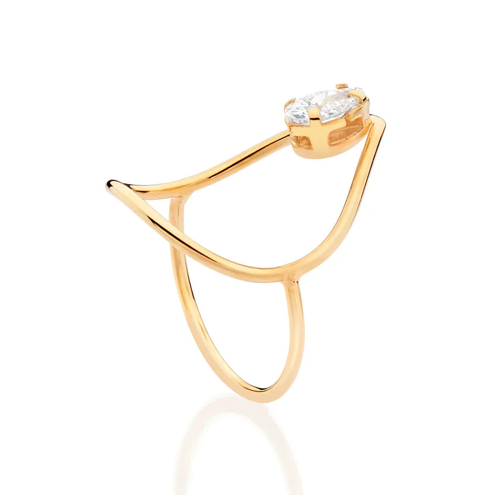 ANEL SKINNY GOTA BANHADO A OURO 18K COM ZIRCÔNIA 5135081406