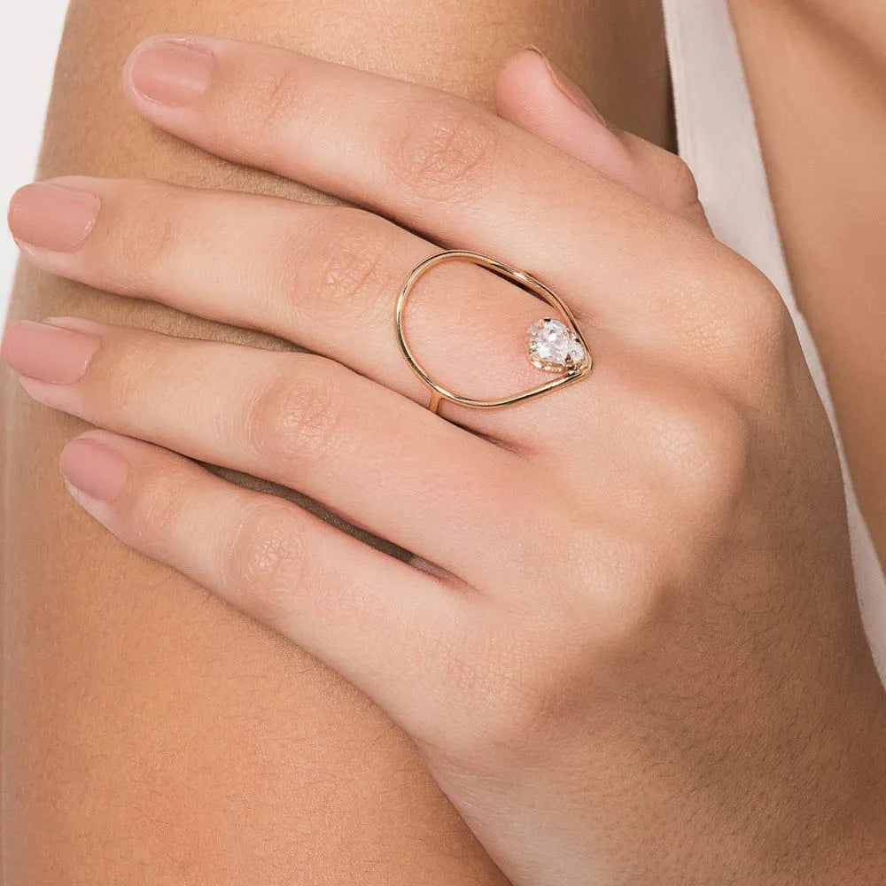 ANEL SKINNY GOTA BANHADO A OURO 18K COM ZIRCÔNIA 5135081406